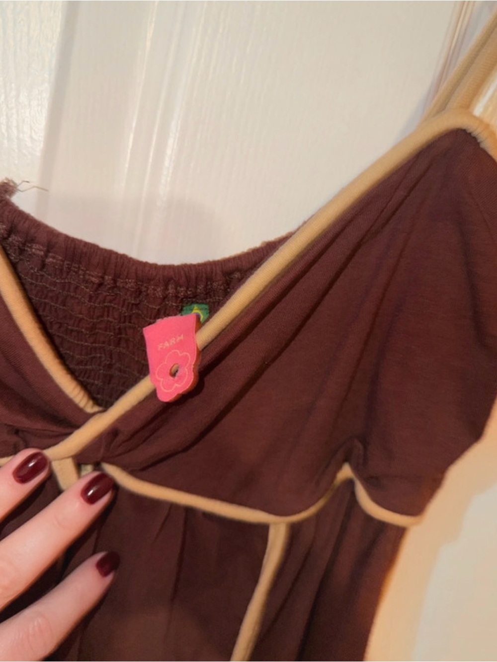 FARM Rio Brown Cutout Maxi Dress with Contrast Trim – Size M - Picture 3 of 3
